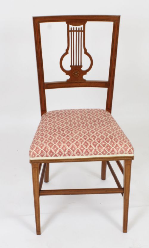 fig 1. Antique Victorian Satinwood Lyre Back Desk Chair c.1880 19th Century