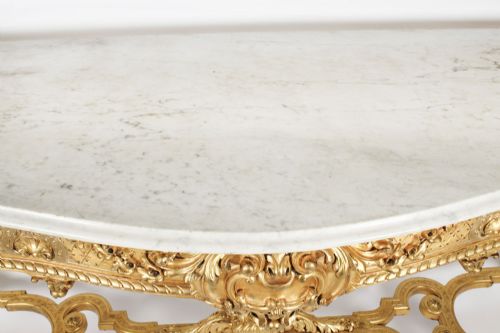 fig 2. Antique Large Napoleon IIIl Carved Giltwood Console Pier Table 19th C