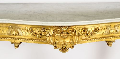 fig 4. Antique Large Napoleon IIIl Carved Giltwood Console Pier Table 19th C