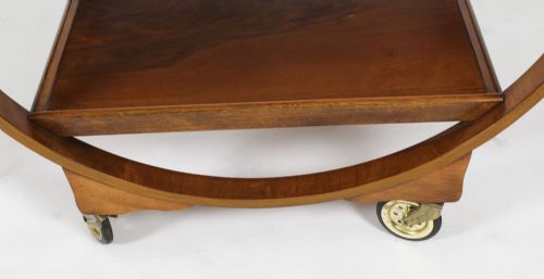fig 3. Antique Art Deco Figured Walnut Serving Trolley c.1920 20th C