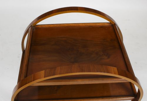 fig 4. Antique Art Deco Figured Walnut Serving Trolley c.1920 20th C