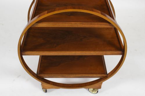 fig 5. Antique Art Deco Figured Walnut Serving Trolley c.1920 20th C