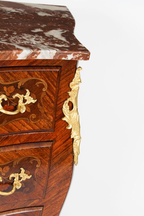 ANTIQUE FRENCH LOUIS REVIVAL KING WOOD WALNUT MARQUETRY COMMODE 19TH CENTURY - ADDITIONAL PHOTO 9