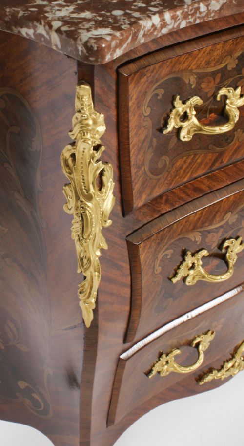 ANTIQUE FRENCH LOUIS REVIVAL KING WOOD WALNUT MARQUETRY COMMODE 19TH CENTURY - ADDITIONAL PHOTO 15