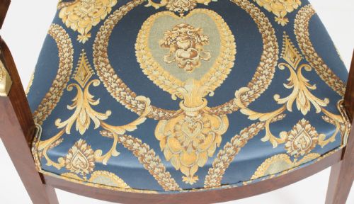 ANTIQUE PAIR FRENCH EMPIRE REVIVAL ORMOLU MOUNTED ARMCHAIRS C1870 19TH C - ADDITIONAL PHOTO 5