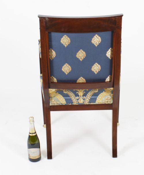 ANTIQUE PAIR FRENCH EMPIRE REVIVAL ORMOLU MOUNTED ARMCHAIRS C1870 19TH C - ADDITIONAL PHOTO 10