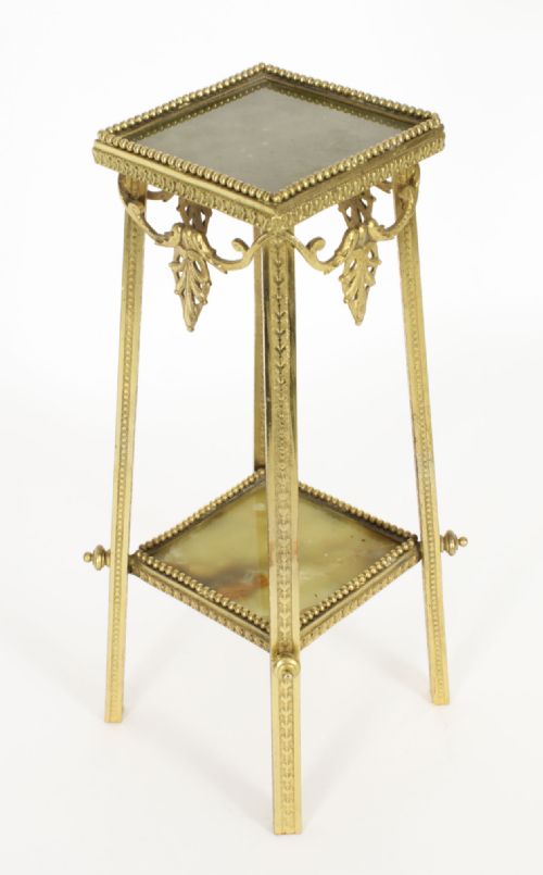 Antique French Ormolu and Onyx Miniature Table Pedestal Stand 19th C