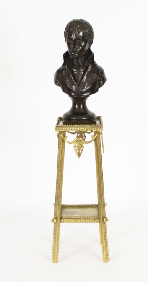 fig 1. Antique French Ormolu and Onyx Miniature Table Pedestal Stand 19th C