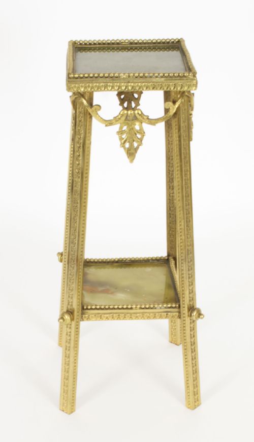 fig 2. Antique French Ormolu and Onyx Miniature Table Pedestal Stand 19th C