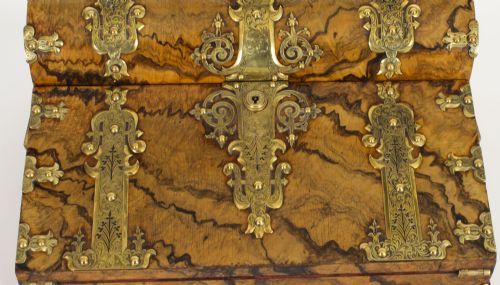 fig 2. Antique Burr Walnut Writing Slope Lap Desk Set Sampson Mordan & Co C1870