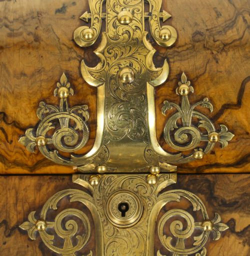 fig 3. Antique Burr Walnut Writing Slope Lap Desk Set Sampson Mordan & Co C1870