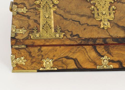 fig 5. Antique Burr Walnut Writing Slope Lap Desk Set Sampson Mordan & Co C1870