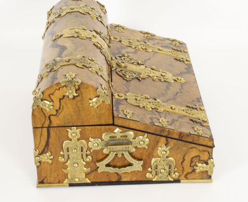 fig 6. Antique Burr Walnut Writing Slope Lap Desk Set Sampson Mordan & Co C1870