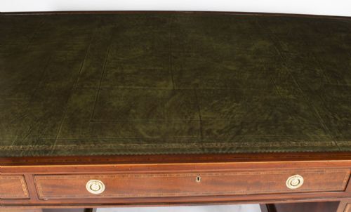 fig 3. Antique 6ft George III Mahogany Crossbanded Partners Pedestal Desk 19th C