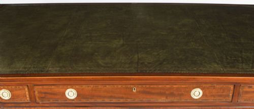 fig 5. Antique 6ft George III Mahogany Crossbanded Partners Pedestal Desk 19th C