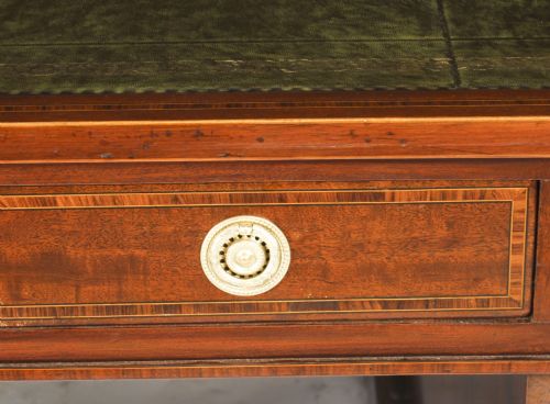 fig 6. Antique 6ft George III Mahogany Crossbanded Partners Pedestal Desk 19th C