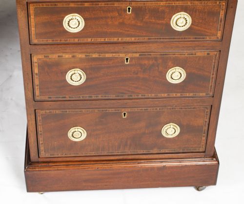 fig 8. Antique 6ft George III Mahogany Crossbanded Partners Pedestal Desk 19th C