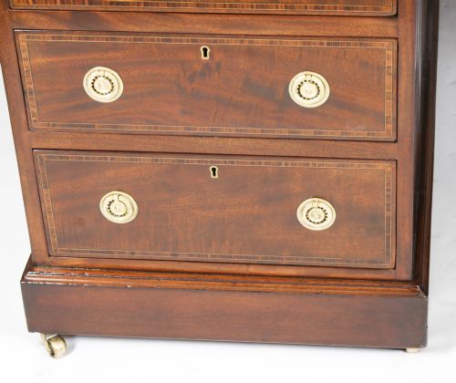 fig 9. Antique 6ft George III Mahogany Crossbanded Partners Pedestal Desk 19th C
