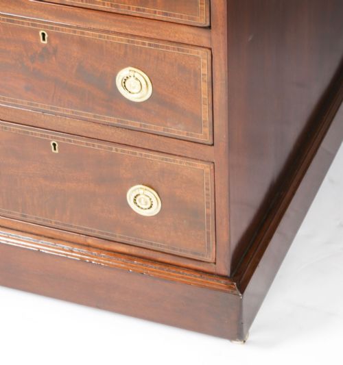 fig 10. Antique 6ft George III Mahogany Crossbanded Partners Pedestal Desk 19th C