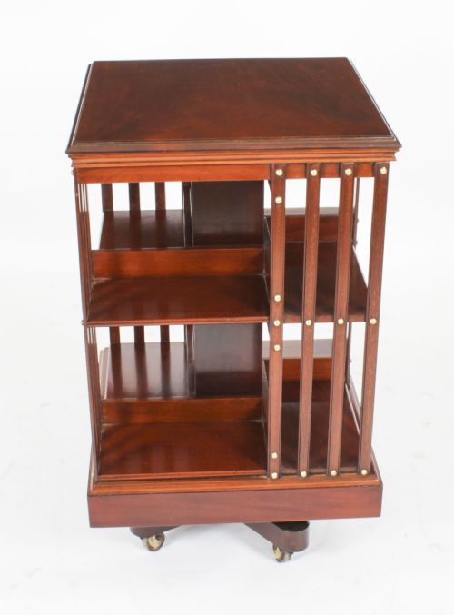 fig 2. Antique Revolving Bookcase Flame Mahogany Circa 1900