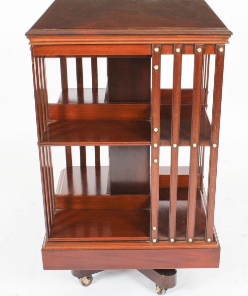 fig 4. Antique Revolving Bookcase Flame Mahogany Circa 1900