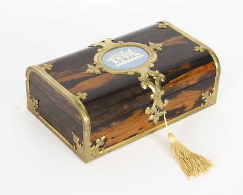 Antique Victorian Coromandel Jasperware Jewellery Casket C1870 19th C