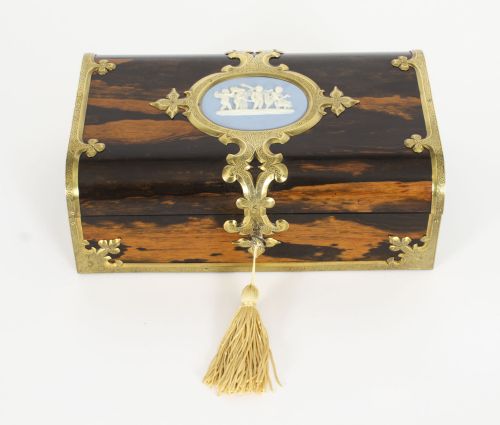 fig 1. Antique Victorian Coromandel Jasperware Jewellery Casket C1870 19th C