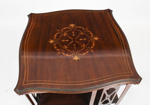fig 3. Antique Victorian Marquetry Inlaid Revolving Bookcase 19th C