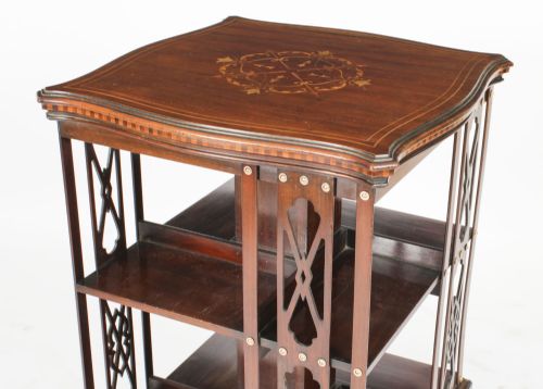 fig 7. Antique Victorian Marquetry Inlaid Revolving Bookcase 19th C