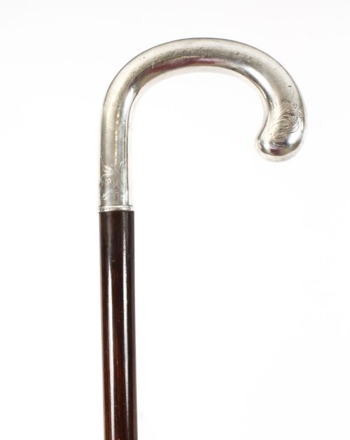 fig 1. Antique Swedish Silver Walking Cane Stick Circa 1920