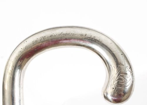 fig 4. Antique Swedish Silver Walking Cane Stick Circa 1920