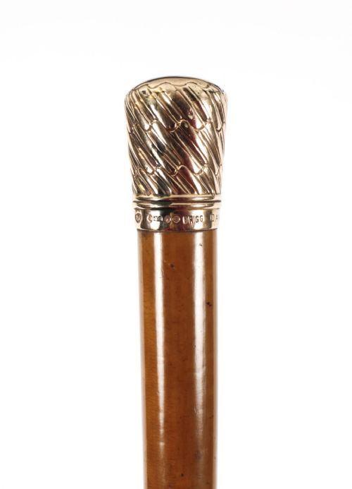 fig 2. Antique Walking Stick Cane 9 Ct Gold Pommel by Brigg Late 19th Century