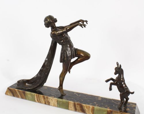 fig 2. Antique Art Deco Bronze Toga Dancer by Emile Carlier Circa 1920