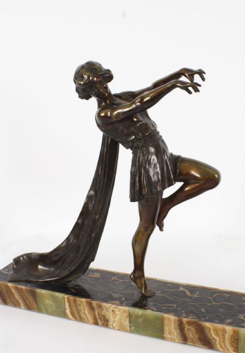 fig 3. Antique Art Deco Bronze Toga Dancer by Emile Carlier Circa 1920