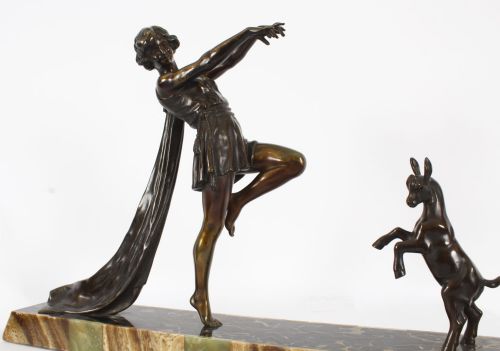 fig 5. Antique Art Deco Bronze Toga Dancer by Emile Carlier Circa 1920