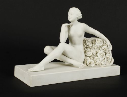 fig 1. Antique Art Deco Bisque Porcelain Sculpture
