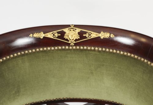 fig 2. Antique French Empire Revival Ormolu Mounted Mahogany Armchair 19th C