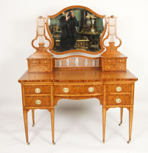 fig 1. Antique Inlaid Satinwood Dressing Table Maple & Co 19th C