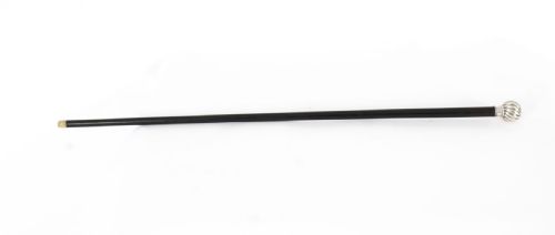 fig 1. Antique English Silver Ebonized Walking Stick Cane by John Grinsell dated 1886