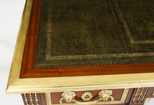 fig 2. Antique 6ft/184cm Ormolu Mounted French Empire Revival Pedestal Desk C1920