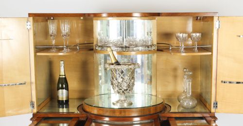 fig 2. Antique Large Burr Walnut Cocktail Drinks Dry Bar Cabinet Circa 1920