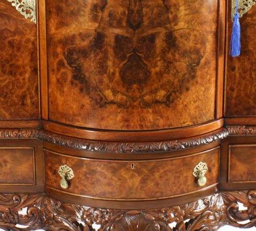 fig 3. Antique Large Burr Walnut Cocktail Drinks Dry Bar Cabinet Circa 1920
