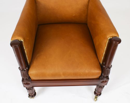ANTIQUE REGENCY LEATHER LIBRARY ARMCHAIR 19TH CENTURY - ADDITIONAL PHOTO 3
