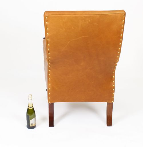 ANTIQUE REGENCY LEATHER LIBRARY ARMCHAIR 19TH CENTURY - ADDITIONAL PHOTO 9