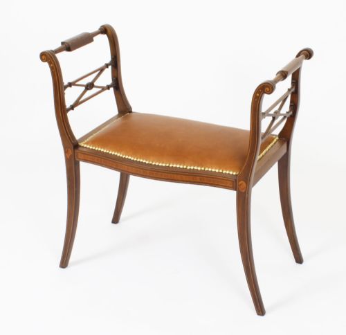Antique Edwardian Window Hall Seat Stool Circa 1900