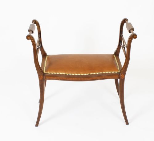 fig 1. Antique Edwardian Window Hall Seat Stool Circa 1900