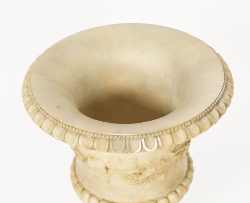 fig 3. Antique Pair Grand Tour Alabaster Campana Urns 19th C