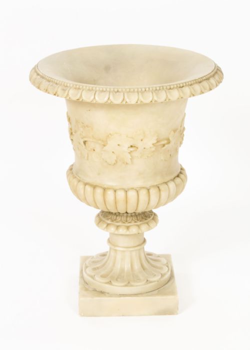 fig 5. Antique Pair Grand Tour Alabaster Campana Urns 19th C