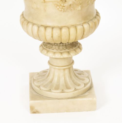 fig 6. Antique Pair Grand Tour Alabaster Campana Urns 19th C