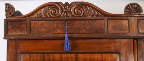 fig 1. Antique Regency Flame Mahogany Two Door Wardrobe C.1815 19th C